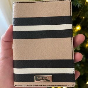 Kate Spade Black, White, and Tan Passport Cover
